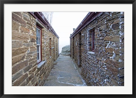 Framed Historic Mitchell's Cottage and Hoar Frost, Fruitlands, near Alexandra, Central Otago, South Island, New Zealand Print