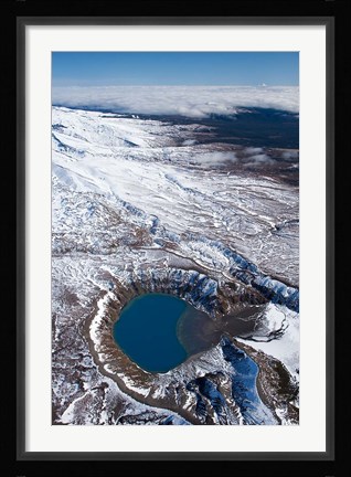 Framed Lower Tama Lake and Mt Ruapehu, Tongariro National Park, North Island, New Zealand Print
