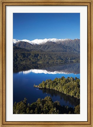 Framed Kayakers, Lake Mapourika, South Island, New Zealand Print