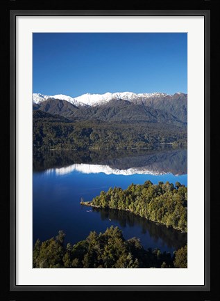 Framed Kayakers, Lake Mapourika, South Island, New Zealand Print