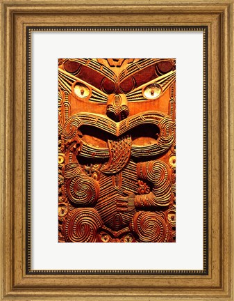 Framed Historic Maori Carving, Otago Museum, New Zealand Print