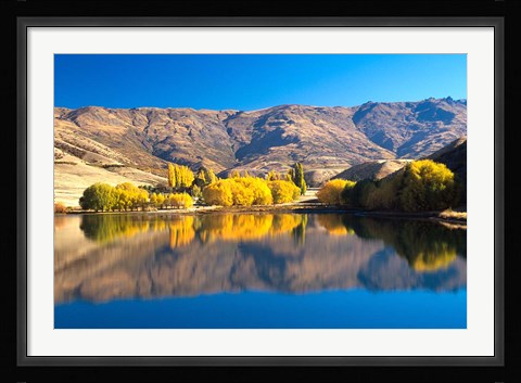 Framed Pisa Range and Lowburn Inlet, Lake Dunstan near Cromwell, Central Otago Print
