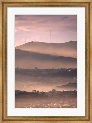 Framed Early Morning over Dunedin and Otago Peninsula, New Zealand Print