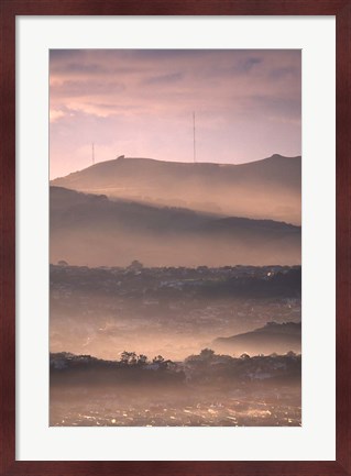 Framed Early Morning over Dunedin and Otago Peninsula, New Zealand Print
