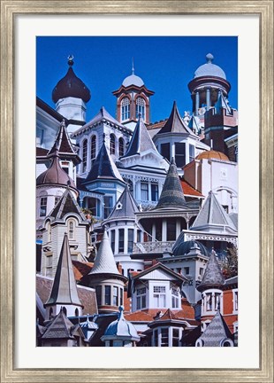 Framed Turret Town, Montage of Turrets from Dunedin&#39;s Historical Buildings, New Zealand Print