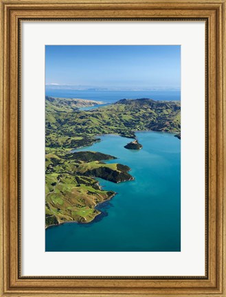 Framed Akaroa Harbor, Canterbury, South Island, New Zealand Print
