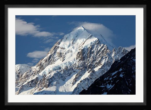 Framed Aoraki Mount Cook, Mackenzie Country, South Canterbury, South Island, New Zealand Print