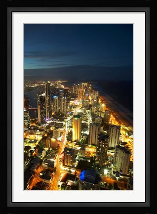 Framed Australia, Queensland, Surfers Paradise, City Skyline Print