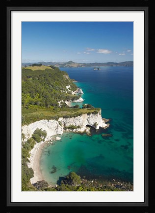 Framed Coastline, Cathedral Cove, North Island, New Zealand Print