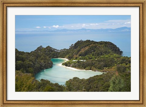 Framed Frenchman Bay from Abel Tasman, South Island, New Zealand Print