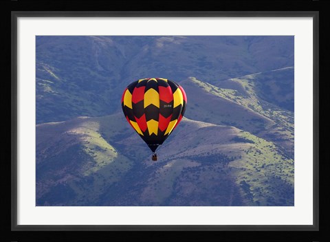 Framed Hot Air Balloon and Mountains, South Island, New Zealand Print