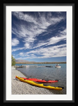 Framed Kayaks, Lake Ohau, Canterbury, South Island, New Zealand Print