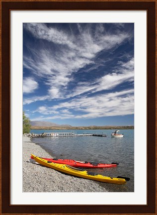 Framed Kayaks, Lake Ohau, Canterbury, South Island, New Zealand Print