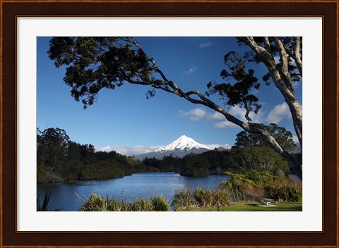 Framed Lake Mangamahoe, Mt Taranaki, North Island, New Zealand Print