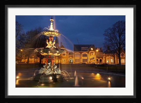 Framed New Zealand, Canterbury, Christchurch, Peacock Fountain Print