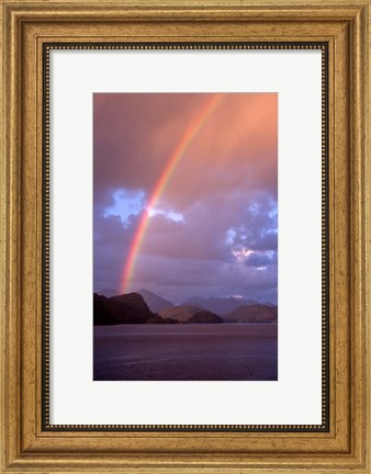 Framed New Zealand, Cascade Cove, Fiordland NP, Rainbow Print