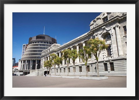 Framed New Zealand, Wellington, The Beehive and Parliament House Print