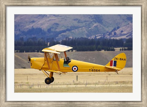 Framed Tiger Moth Biplane, Wanaka, South Island, New Zealand Print