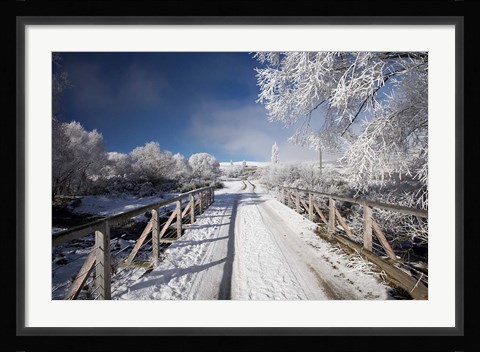 Framed Winter, Bridge, Maniototo, South Island, New Zealand Print