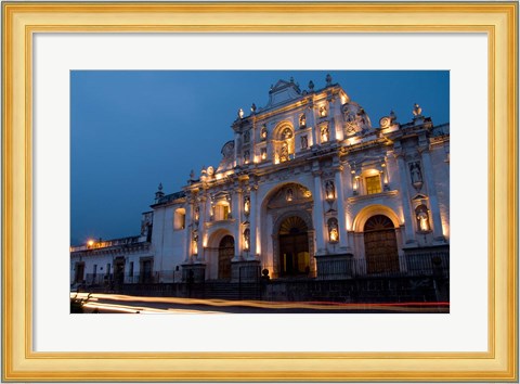 Framed Cathedral in Square, Antigua, Guatemala Print