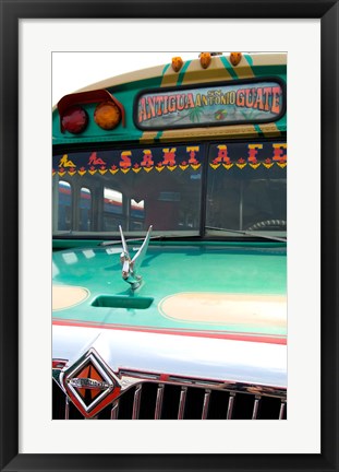 Framed Decorated Bus, Antigua, Guatemala Print