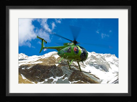 Framed New Zealand, Arrowsmith Range, Helicopter Print