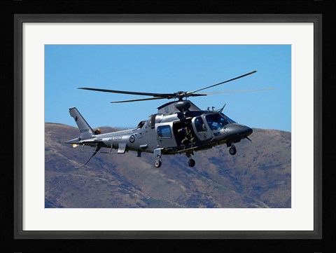 Framed RNZAF Augustawestland A109 helicopter, Warbirds over Wanaka, warplane, New Zealand Print
