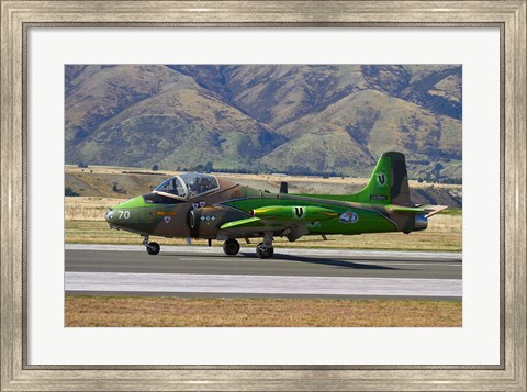 Framed Strikemaster jet, Warbirds over Wanaka, War plane, South Island, New Zealand Print
