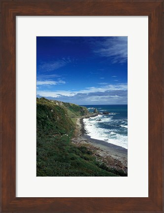 Framed New Zealand, South Island, Cape Foulwind coastline Print