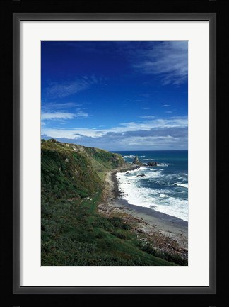 Framed New Zealand, South Island, Cape Foulwind coastline Print