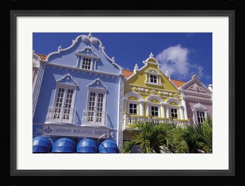Framed Dutch Gabled Architecture, Oranjestad, Aruba, Caribbean Print
