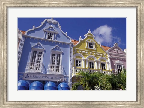 Framed Dutch Gabled Architecture, Oranjestad, Aruba, Caribbean Print