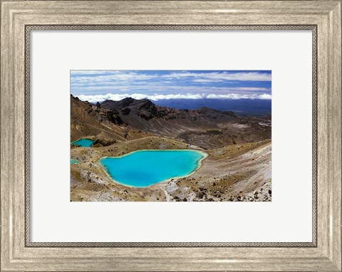 Framed New Zealand, Tongariro NP, Mountain, Emerald Lakes Print