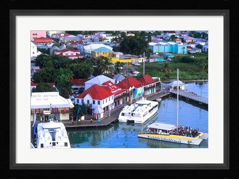 Framed Aerial View, St John, Antigua Print