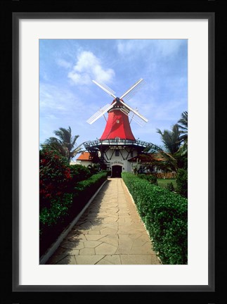 Framed Windmill, Famous Old Mill Restaurant in Aruba Print