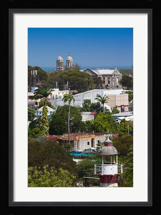 Framed Antigua, St Johns, elevated city view Print