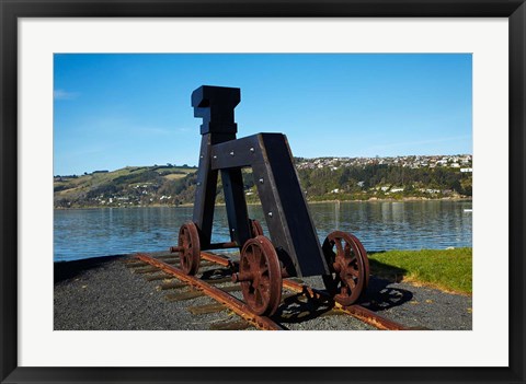 Framed Dog sculpture, Otago Boat Harbor Reserve, Dunedin, Otago, New Zealand Print
