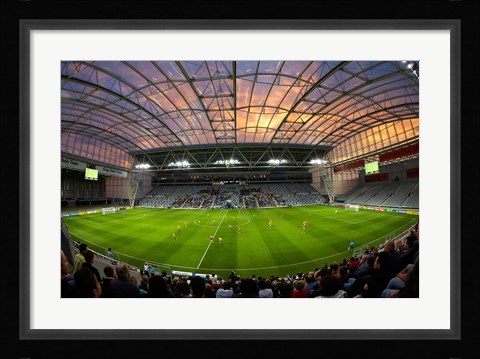 Framed Football game, Forsyth Barr Stadium, Dunedin, South Island, New Zealand - fisheye Print