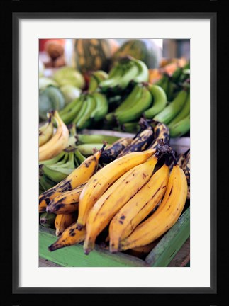 Framed Fresh bananas at the local market in St John's, Antigua Print
