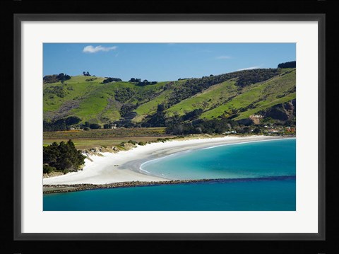 Framed Otago Harbor and Aramoana Beach, Dunedin, Otago, New Zealand Print