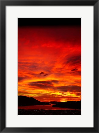 Framed Sunrise, Otago Harbor, Dunedin, New Zealand Print
