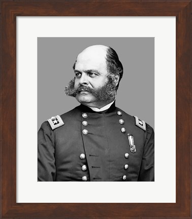 Framed Union Army General Ambrose Everett Burnside Print