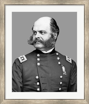 Framed Union Army General Ambrose Everett Burnside Print