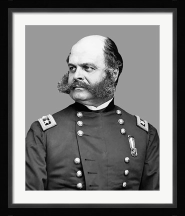 Framed Union Army General Ambrose Everett Burnside Print