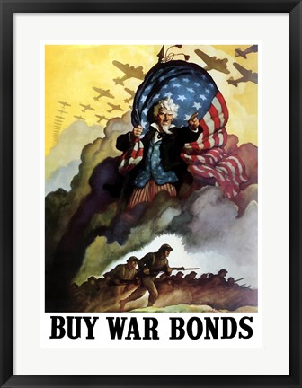 Framed Uncle Sam Urging Troops into Battle Print