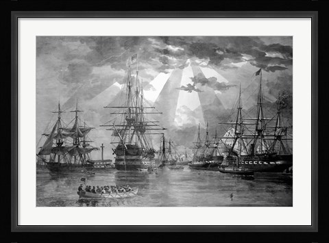 Framed US Naval Ships during the Civil War Print