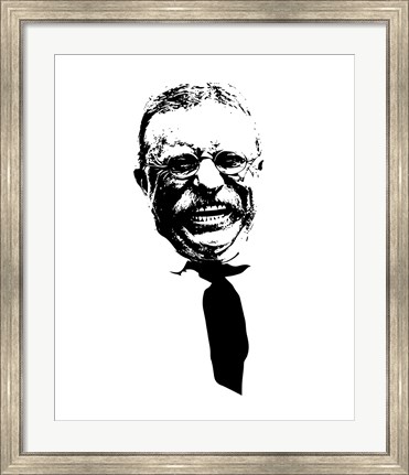Framed Vector Portrait of Theodore Roosevelt smiling Print