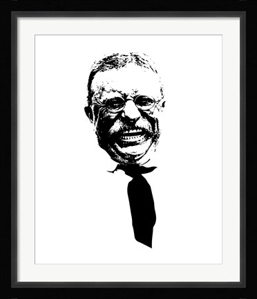 Framed Vector Portrait of Theodore Roosevelt smiling Print