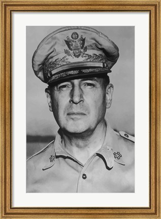 Framed General Douglas MacArthur (close up) Print