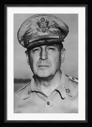 Framed General Douglas MacArthur (close up) Print
